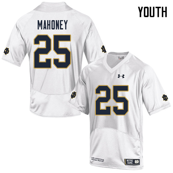 Youth #25 John Mahoney Notre Dame Fighting Irish College Football Jerseys Sale-White